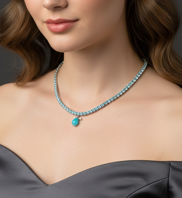 Aqua Sparkle Necklace Set
