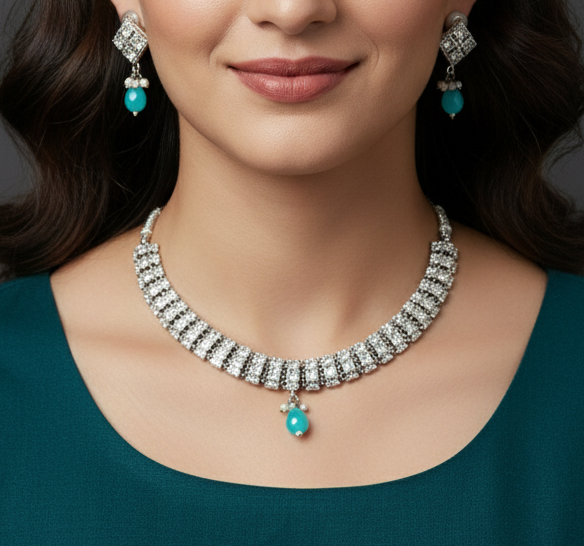 Aqua Shine CZ Necklace Set